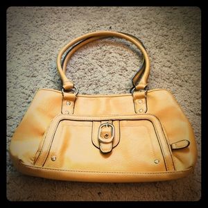 Mustard yellow sm-med size purse w/ front buckle